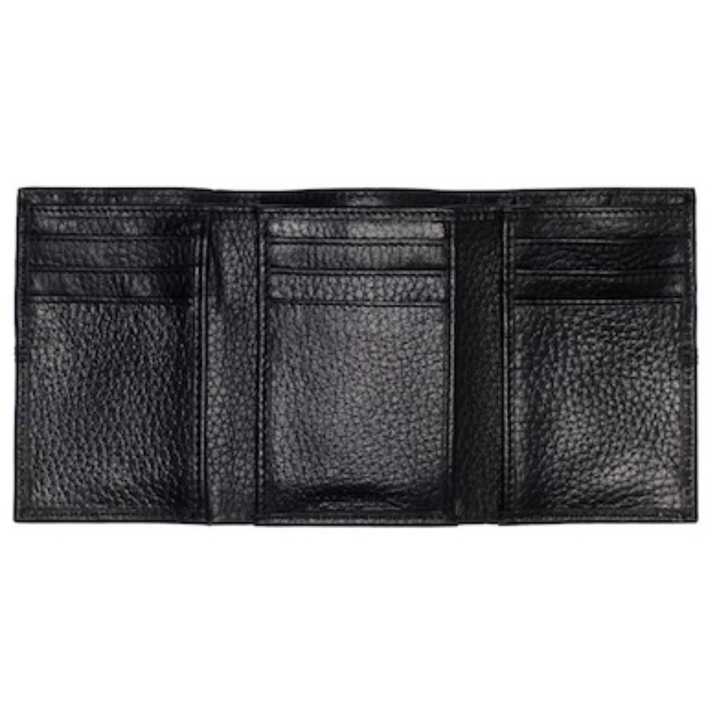 🔥SALE!🔥 Black Pebble Leather Trifold Wallet NEW! - Picture 2 of 4